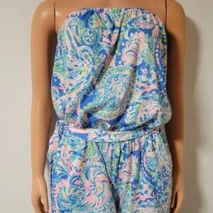 Lilly Pulitzer Strapless Romper with Tie Waist